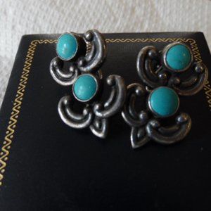 Antique/Vintage Sterling Los Castillo Screwback Signed Earrings
